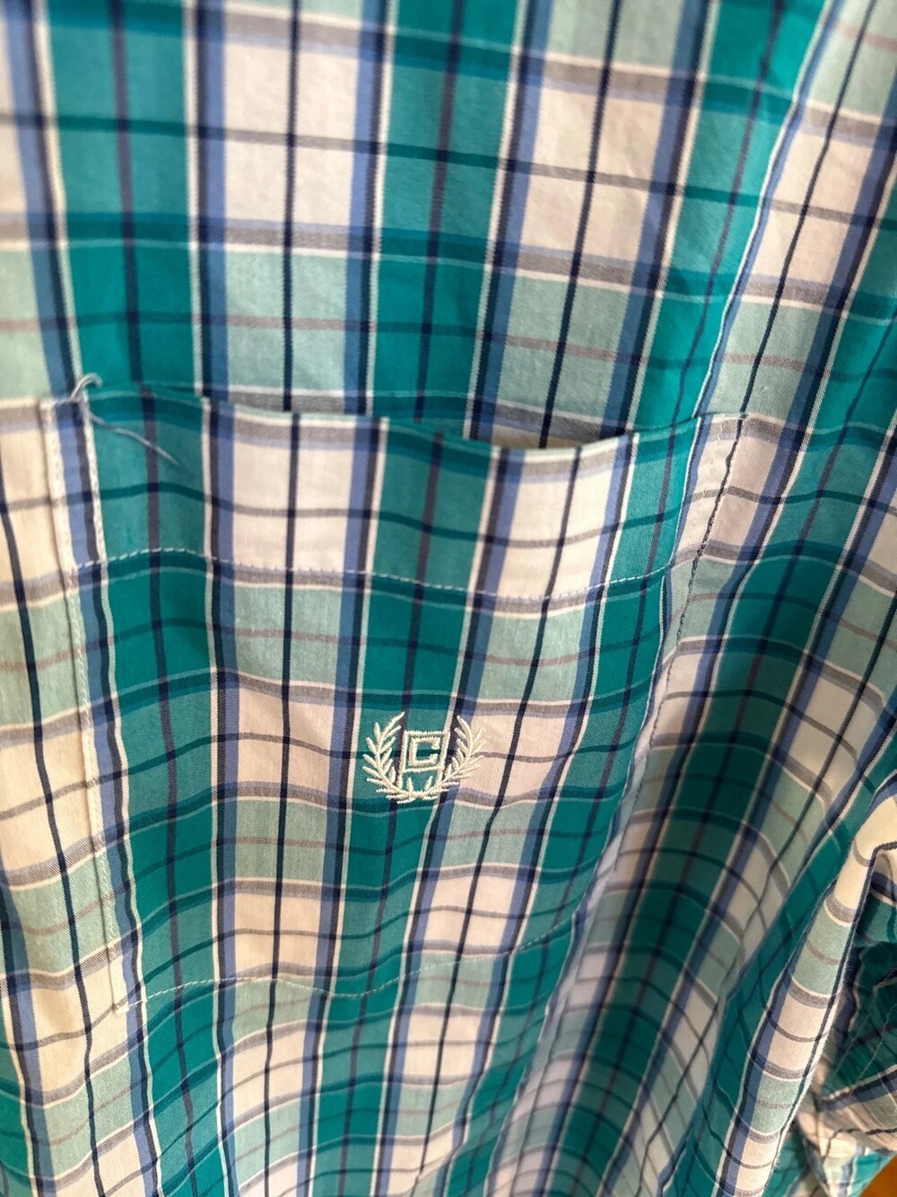 Chaps Aqua Color patterned Button Up XLT - Picture 2 of 6